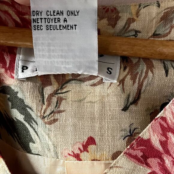 Vintage Talbots Petites Grandma Tan Floral Vest Size PL GUC - Picture 5 of 13